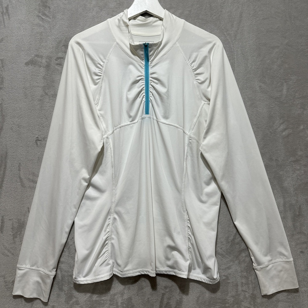 Athleta Intrepid Sun Shield 1/4 Zip Top Women's 1X Pullover Mock Neck Ruching